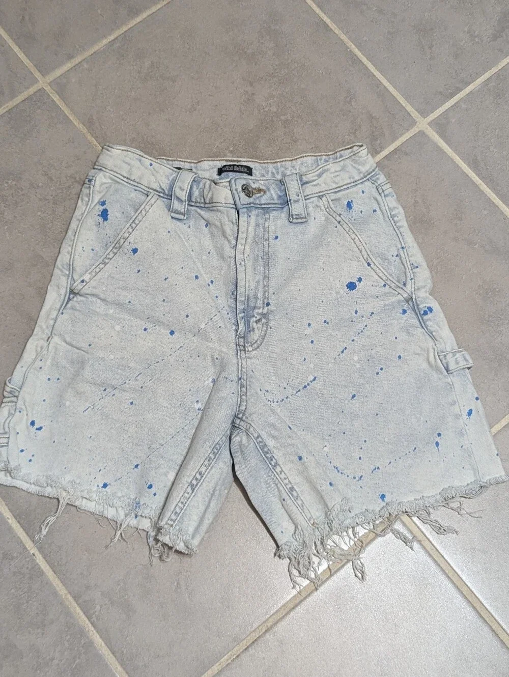 Wild Fable Size 2 Highest Rise Utility Paint Splatter Distressed Denim Shorts
